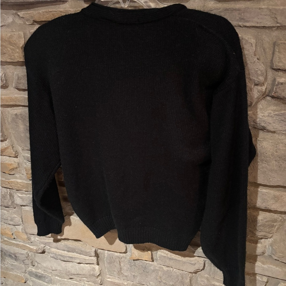 VINTAGE Lucia Black Cardigan with Colorful Leaf Design WITH SHOULDER PADS - Picture 10 of 10
